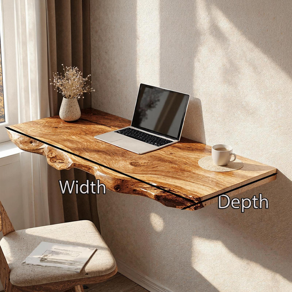 Rustic Wooden Floating Table For Comfort Oriented Bedroom Design