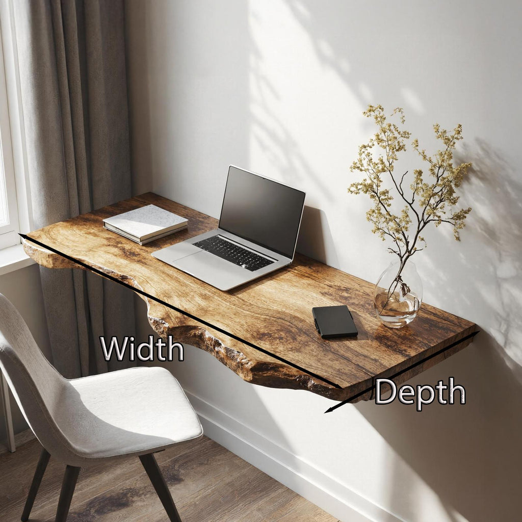 Farmhouse Solid Wood Floating Desk For Organic Living Room Design