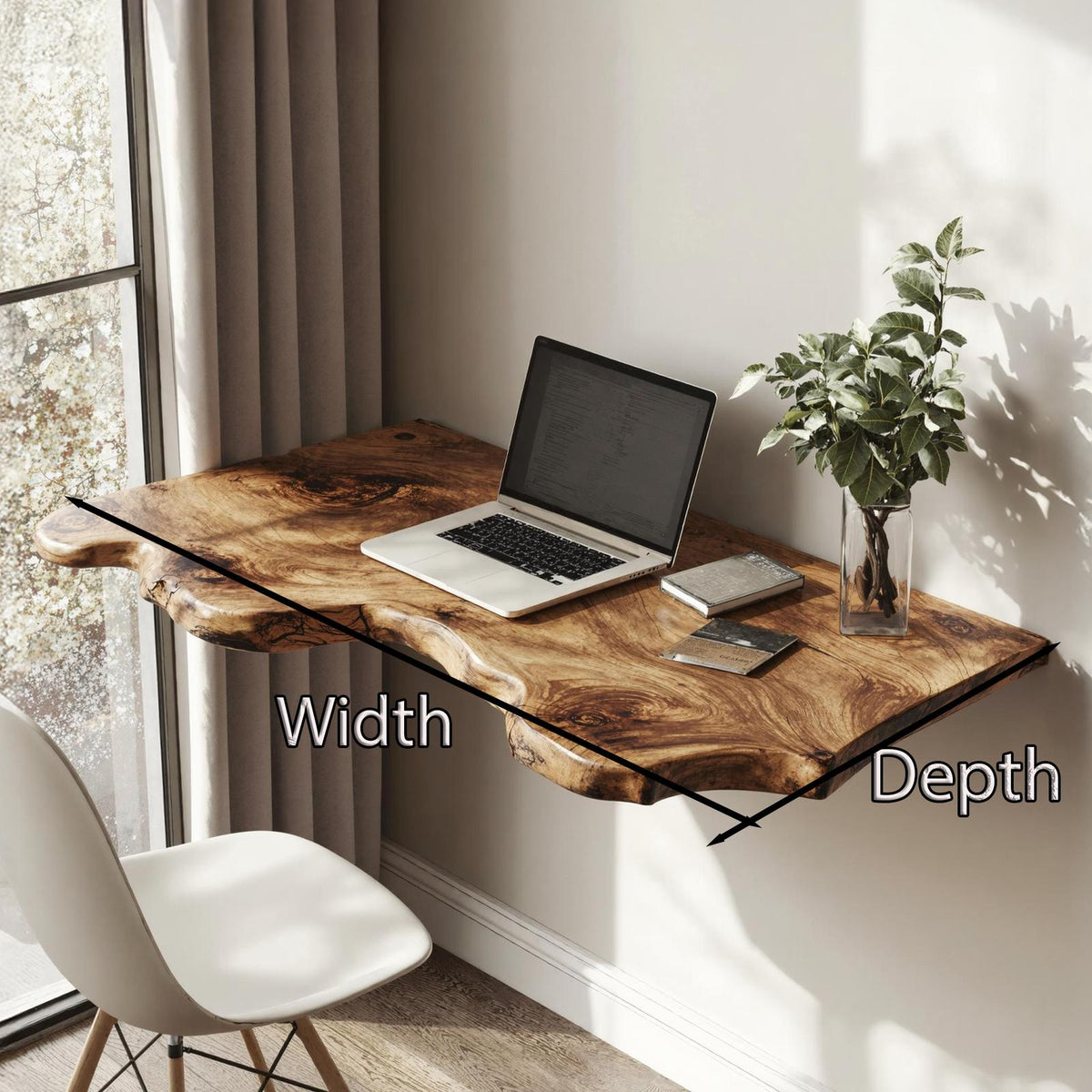 Farmhouse Solid Wood Floating Desk For Aesthetic Interior Decoration