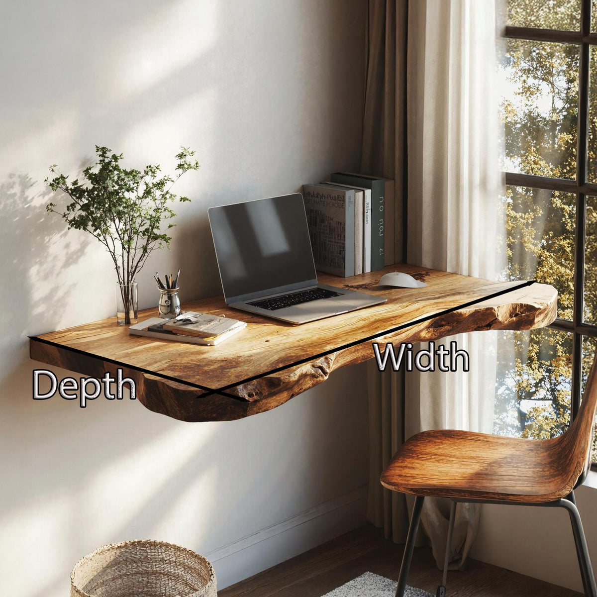 Mid Century Solid Wood Floating Desk For Productivity And Style