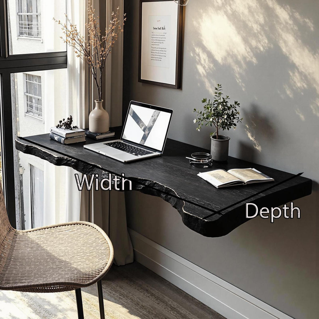 Farmhouse Solid Wood Floating Desk, Wall-Mounted Vanity & Computer Console Table for Living Room