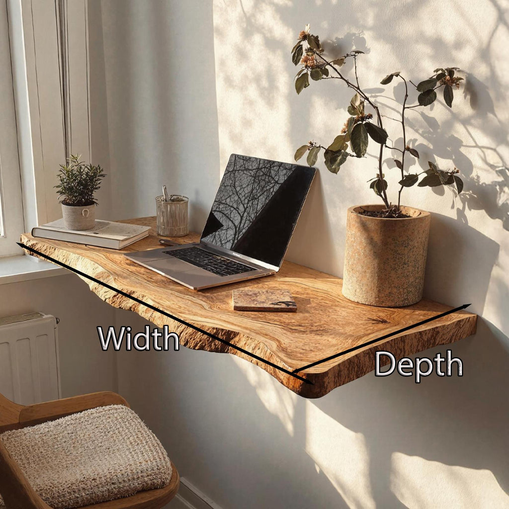 Farmhouse Solid Wood Floating Desk, Space-Saving Wall-Mounted Computer Desk for Home Office
