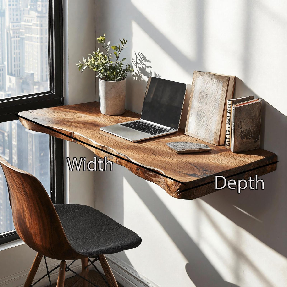 Rustic Solid Wood Floating Table, Wall-Mounted Bedside Console & Space-Saving Study Desk for Home