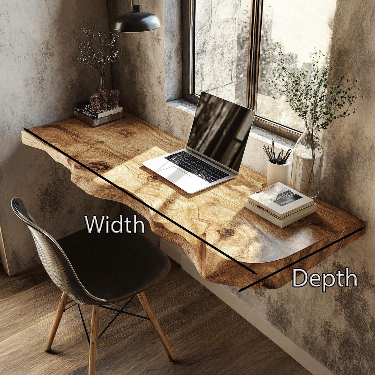 Mid Century Solid Wood Floating Desk For Sleek Home Styling