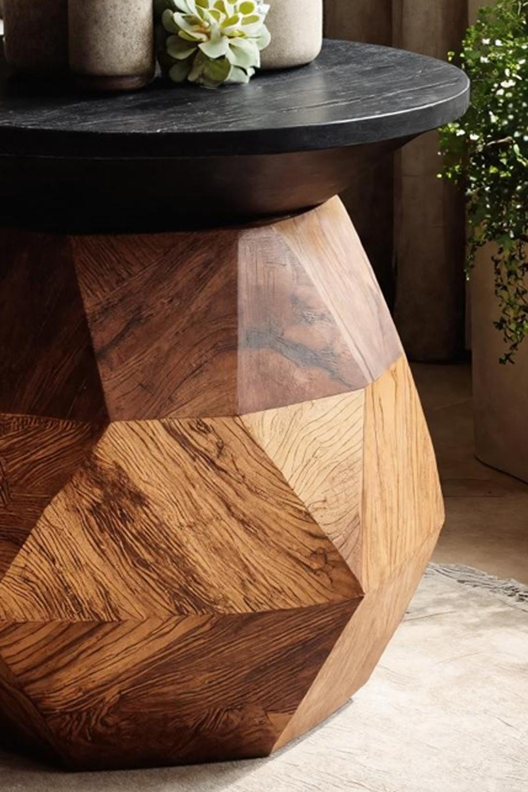 Modern Solid Wood End Table, Minimalist Block Side Table & Bedside Nightstand for Contemporary Living Room Decor
