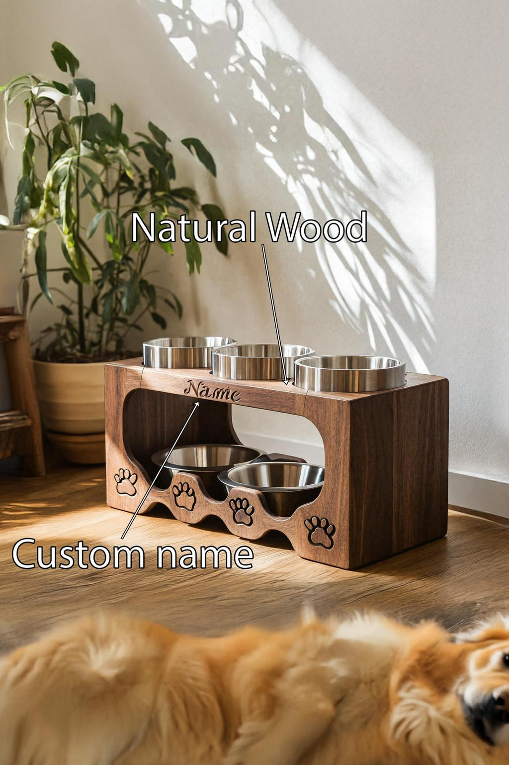 Handcrafted Elevated Pet Food Stand For Dogs SILDTTRDBS012
