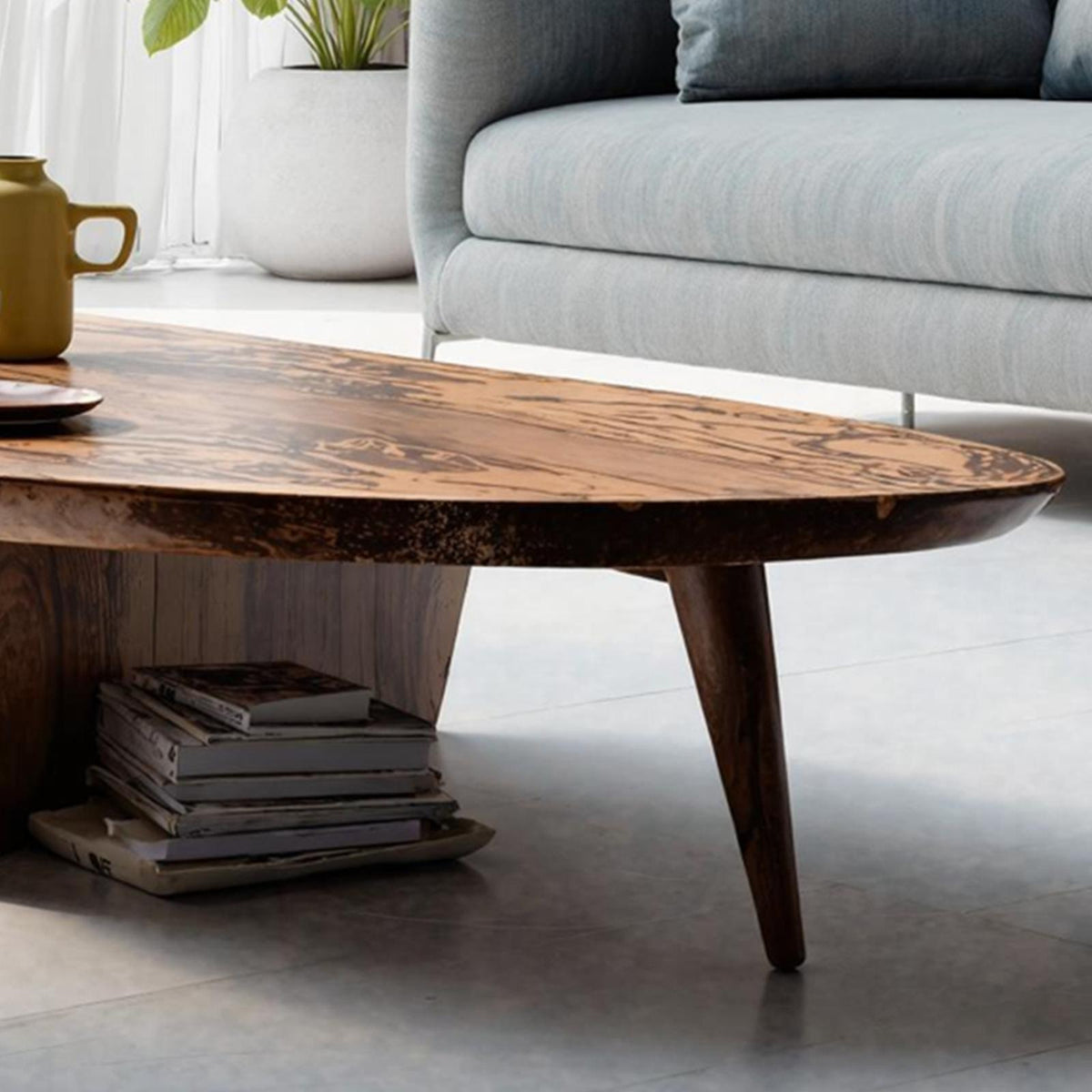 Teezano Farmhouse Solid Wood Coffee Table, Rustic Handcrafted Rectangle Low Center Table for Living Room Decor, SILDTTNCF017