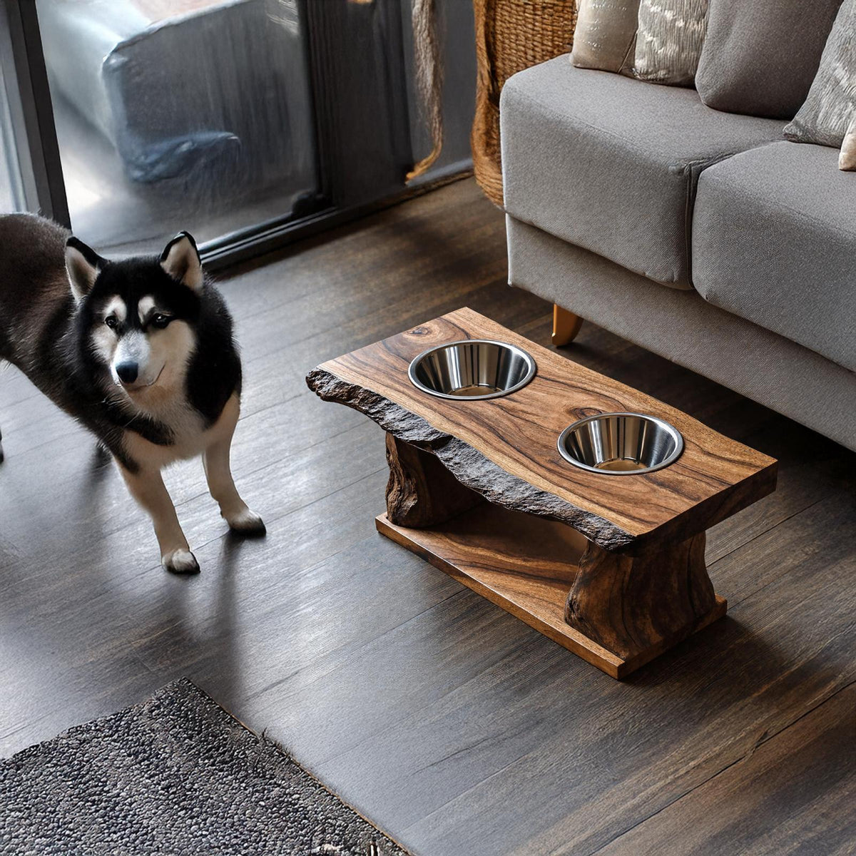 Farmhouse Dog Feeding Stand Kitchen Decor