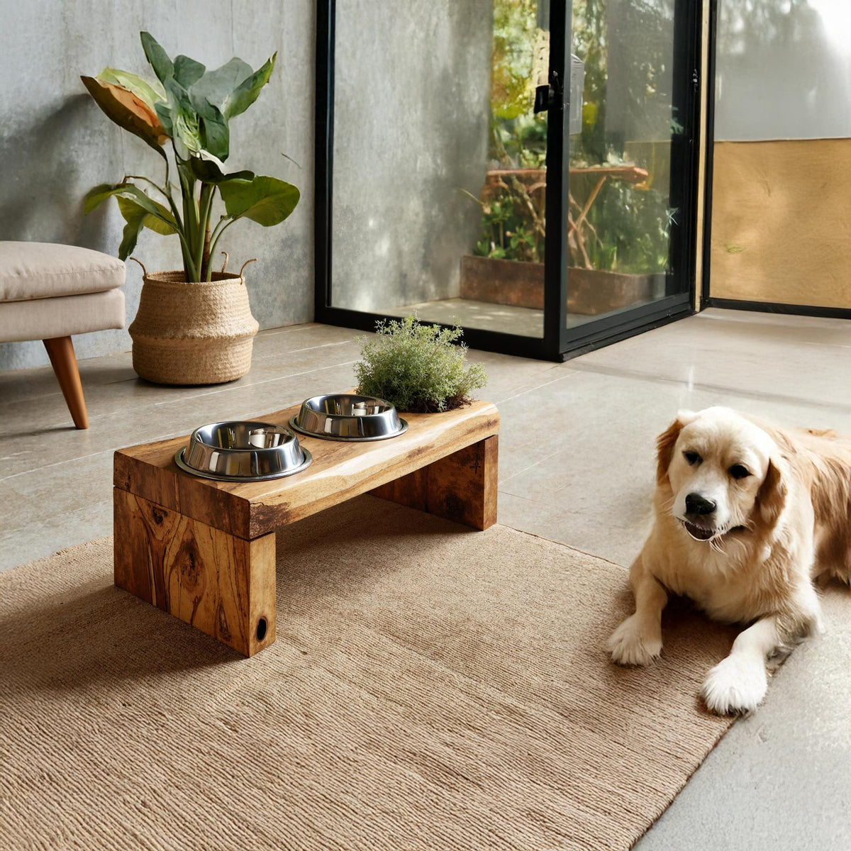 Mid Century Dog Bowl Stand Modern Pet Home