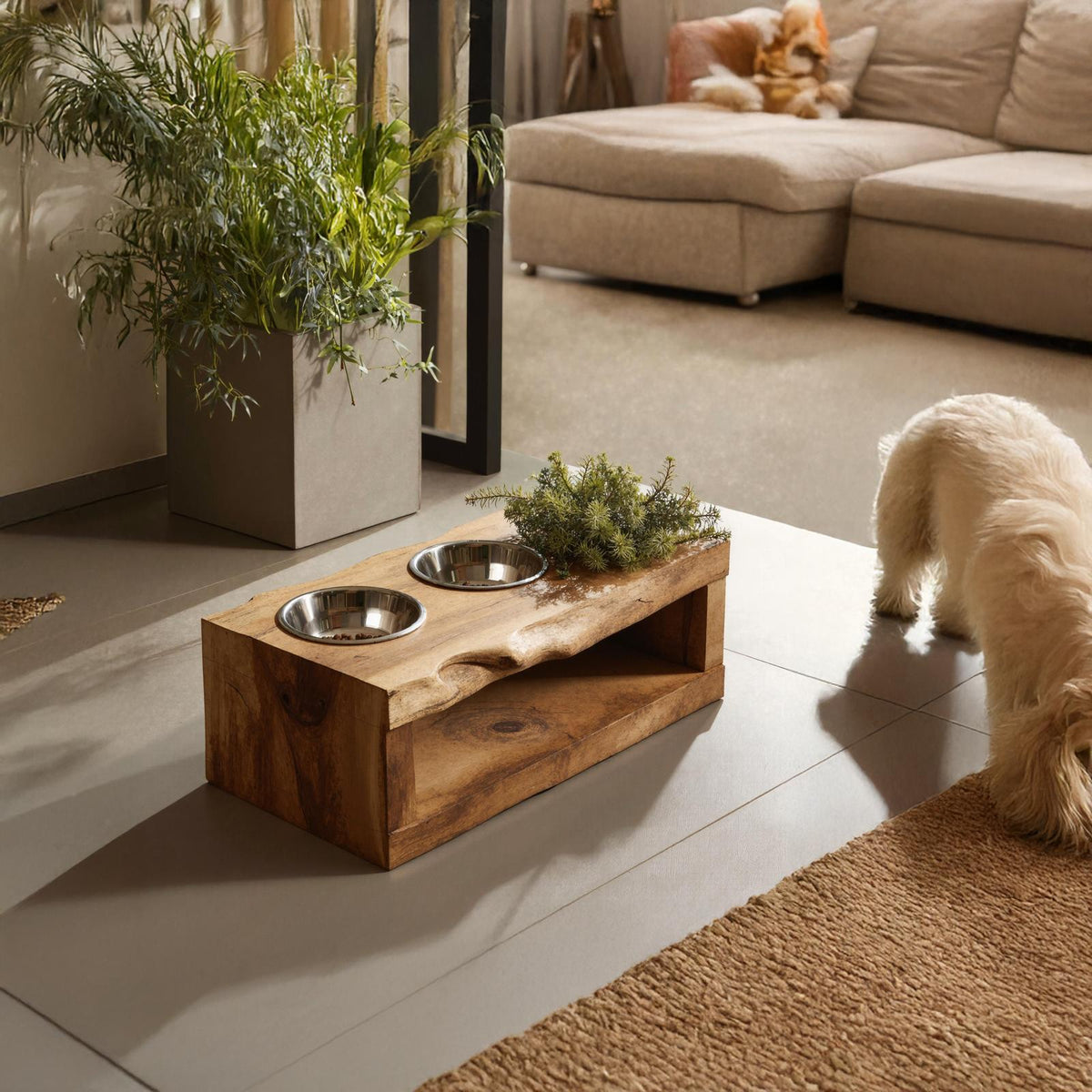 Farmhouse Dog Feeding Stand Rustic Dog Space