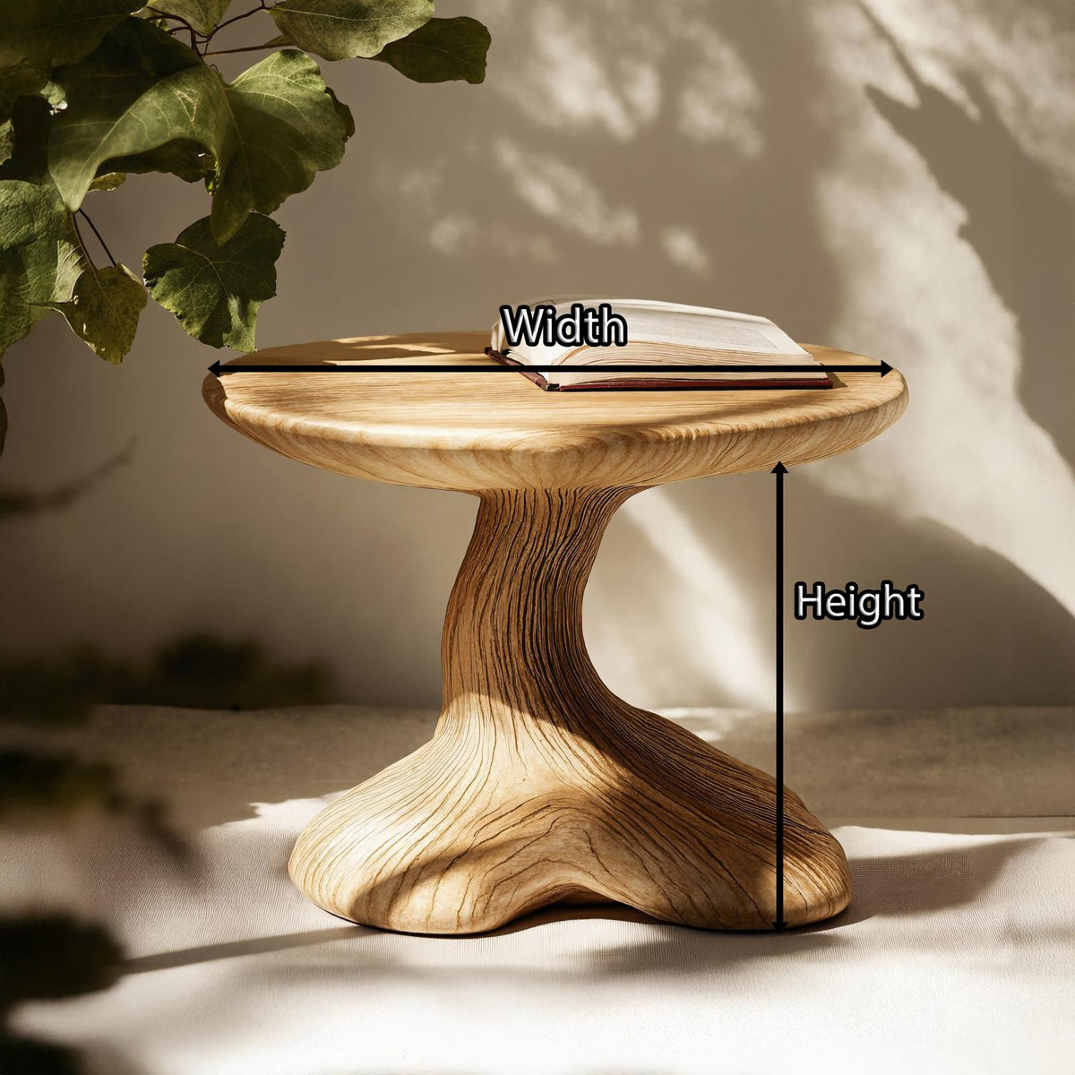 Handcrafted Wood Mushroom End Table For Lounge Area Rustic Charm