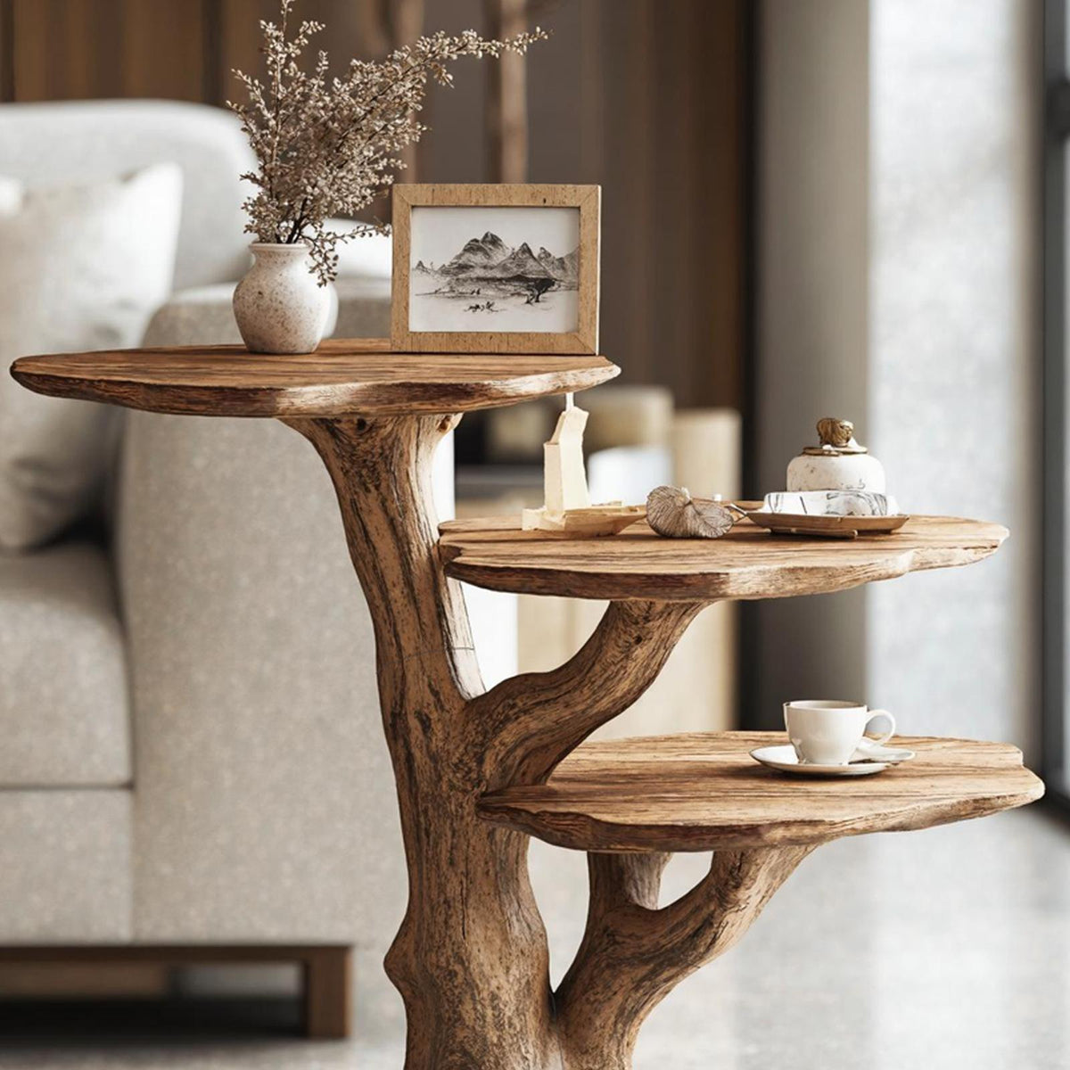 Handcrafted Solid Wood End Table Modern Living