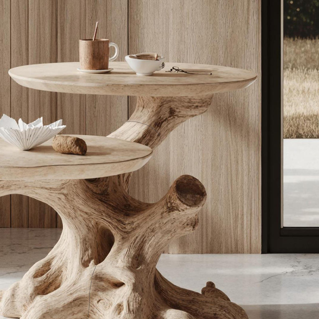 Rustic Solid Wood End Table Living Room Decor