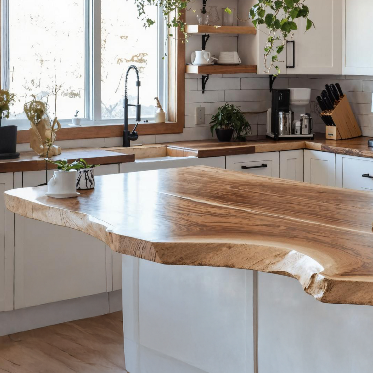 Rustic Solid Wood Kitchen Tabletop For Cozy Kitchen Decor