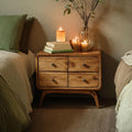 Rustic Standing Bedside Table with 4 Drawers, Solid Wood Dresser Chest Nightstand for Bedroom Organization
