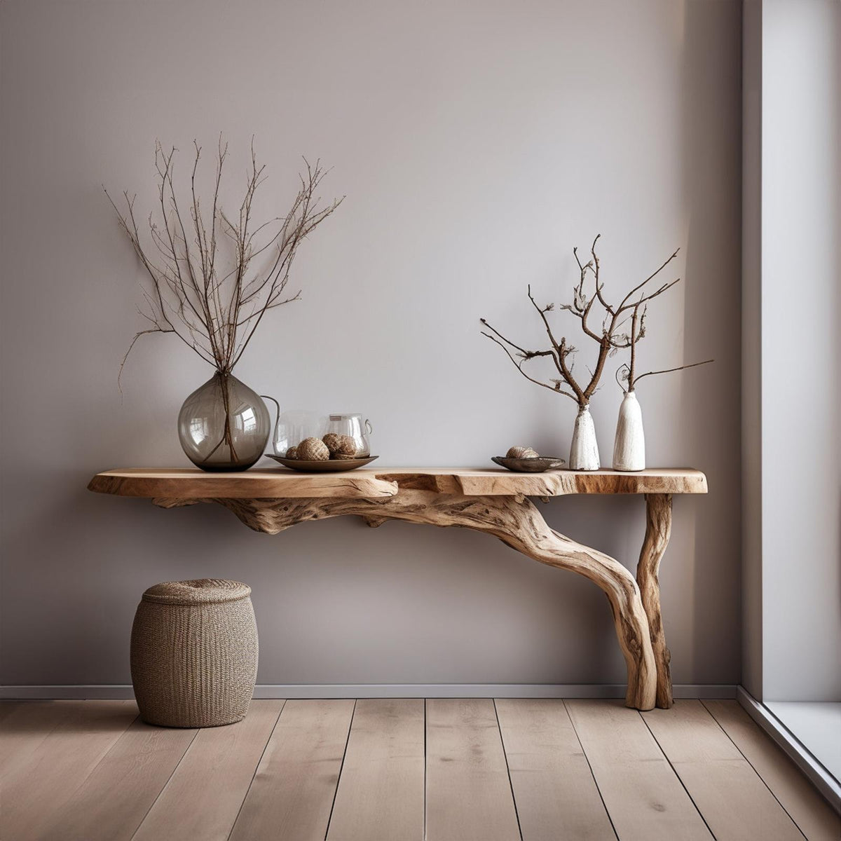 Rustic Wood Floating Side Table For Modern Spaces SILDTCS012