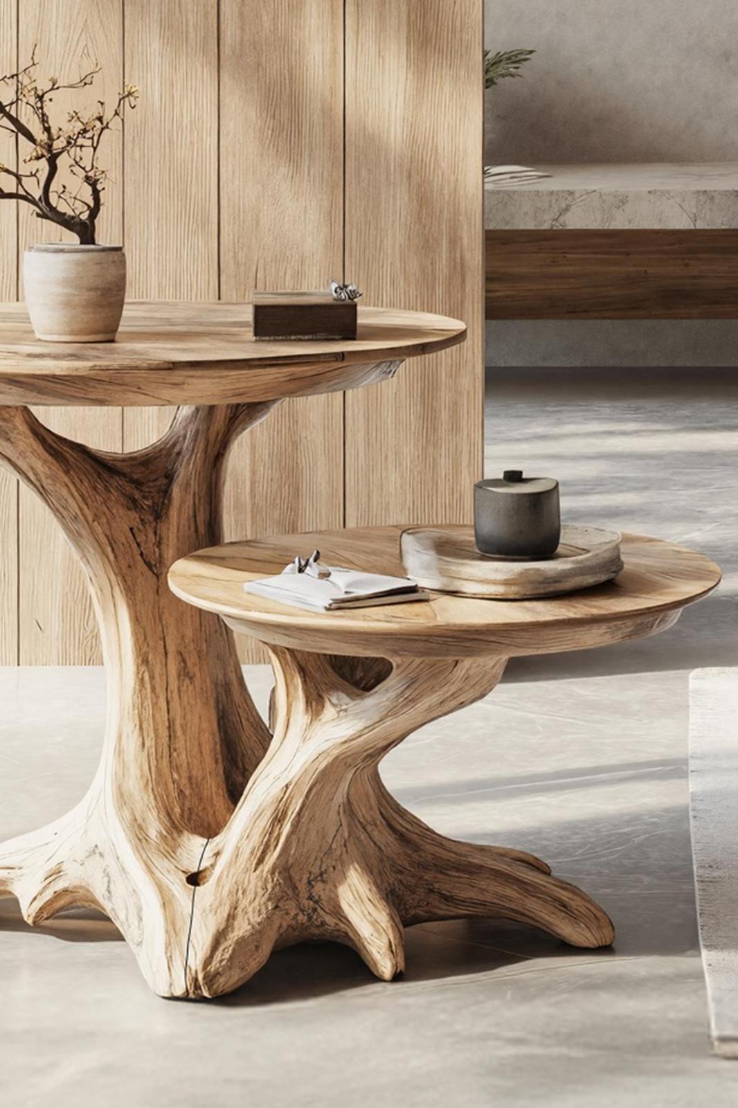 Rustic Round End Table with Storage Shelf, Wooden Entryway Accent Table & Living Room Bedside Nightstand