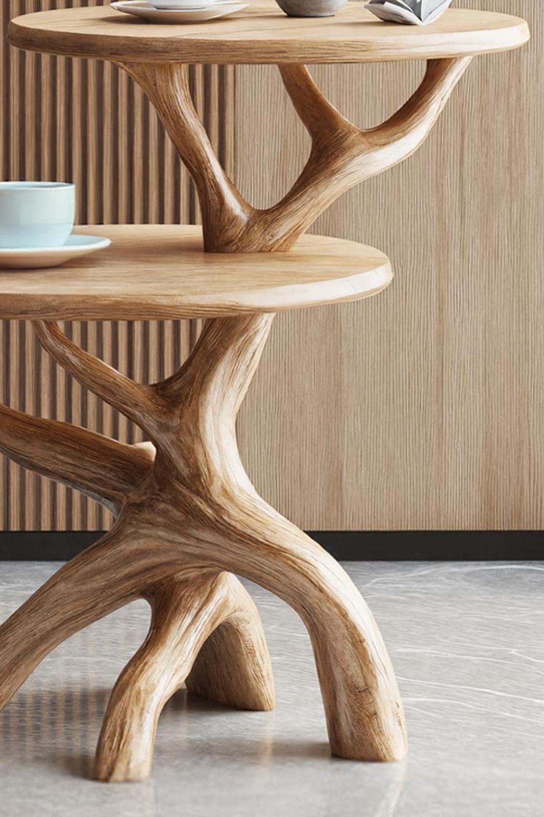 Handcrafted Round End Table, Solid Wood Entryway Accent Side Table, Minimalist Living Room Decor