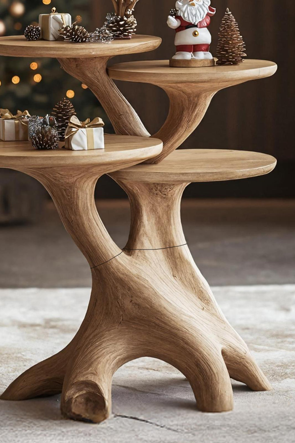 Mid-Century Modern Round End Table, Circular Wood Side Accent Table, Small Hallway Corner Display Stand