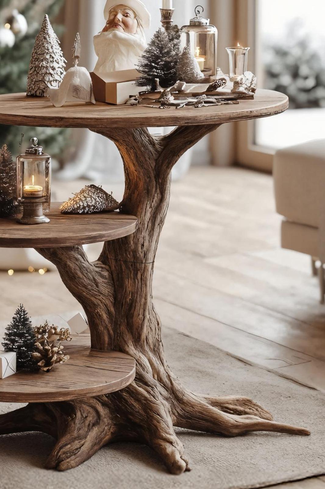Farmhouse Solid Wood End Table, Rustic Timber Side Table, Small Nightstand Accent Furniture for Living Room