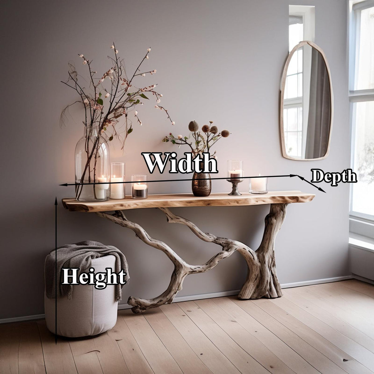 Floating Live Edge Side Table Handcrafted For Natural Spaces