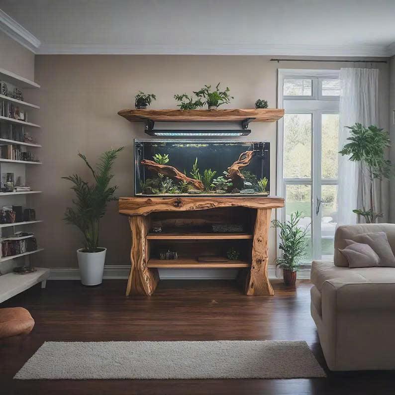 Handmade Wooden Aquarium Stand Home Decor Gift