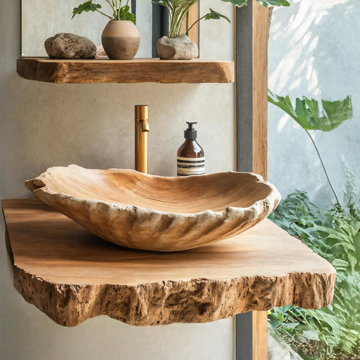 Rustic Solid Wood Sink For Farmhouse Furniture Styling