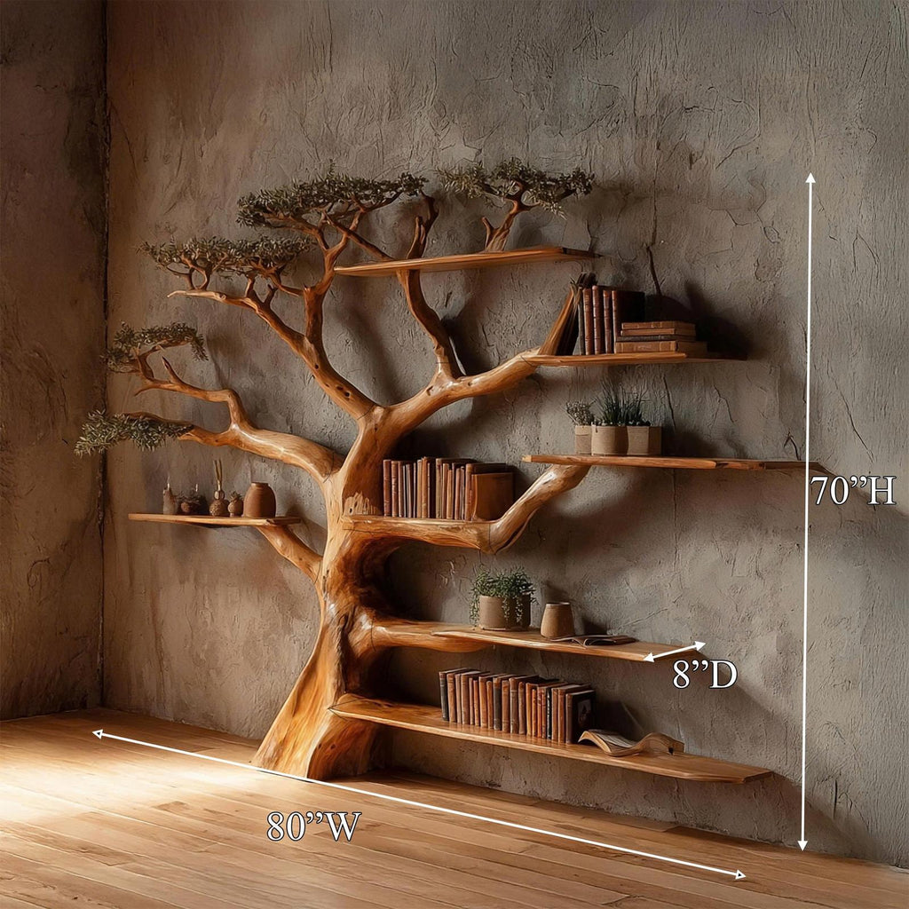 Rustic Tree Bookshelf Living And Library Wall