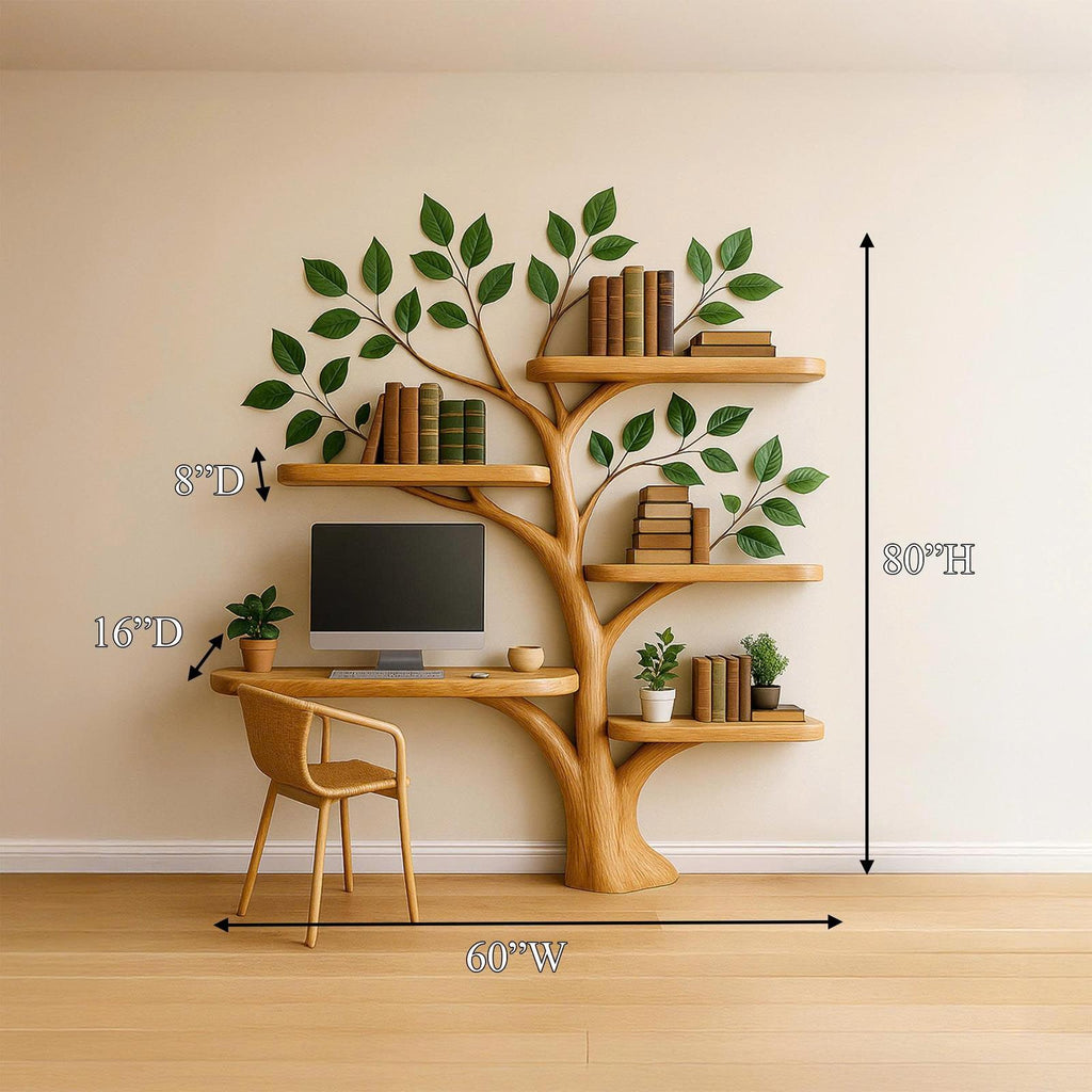 Tree Bookshelf Desk Mid Century Living Bedroom