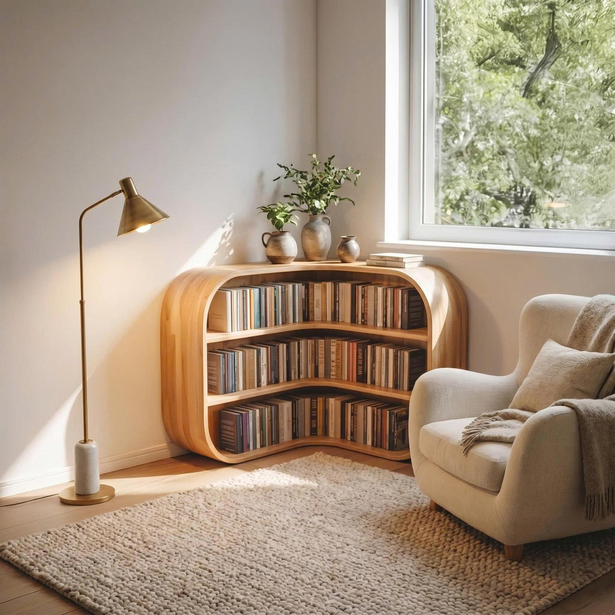 Mid Century Corner Bookshelf Living Room Or Study Room