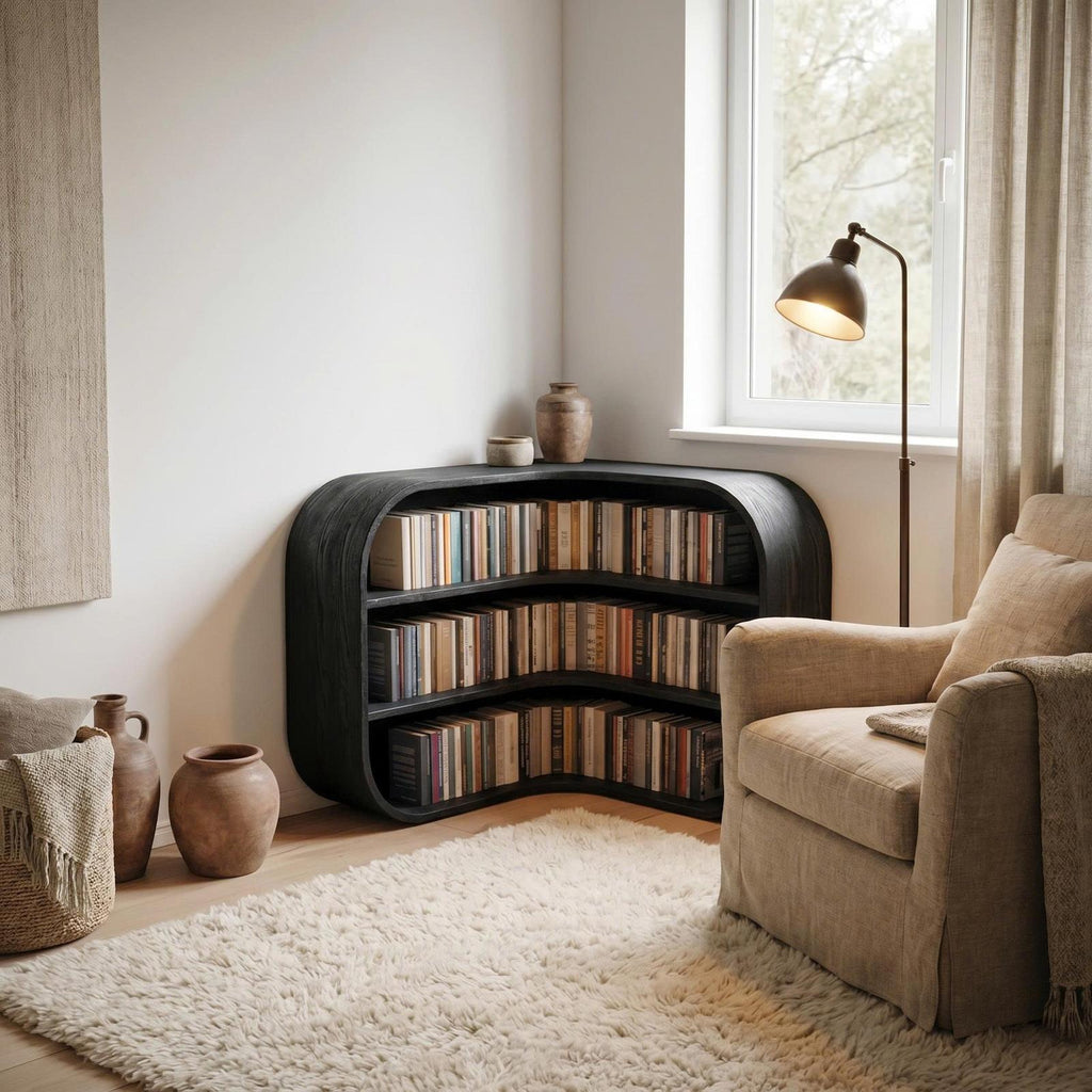 Mid Century Corner Bookshelf Living Room Or Study Room