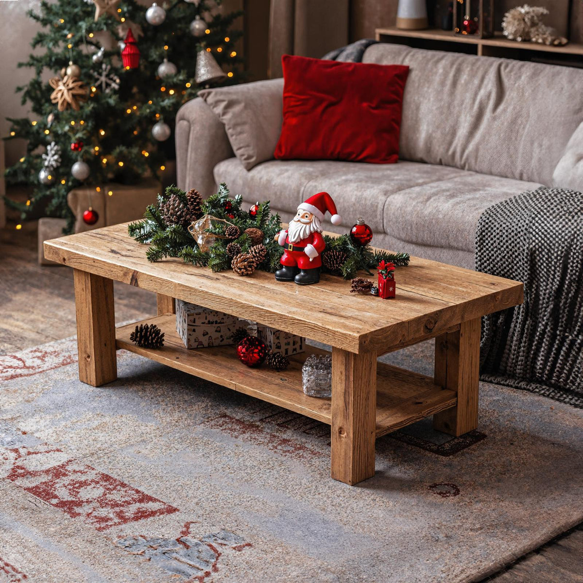 Natural Wood Coffee Table Farmhouse Decor SILDTCFC016