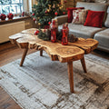 Spry Interior Rustic Solid Wood Coffee Table, Handcrafted Live Edge Center Console Table for Christmas Home Decor, SILDTCFC001