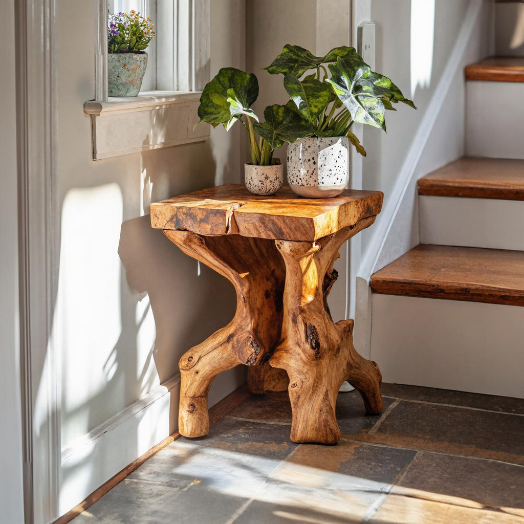 Farmhouse Wood End Table Live Edge End Table