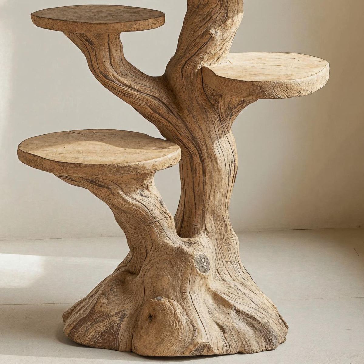 Farmhouse Solid Wood Multi-Tier End Table, Rustic Bedside Nightstand & Living Room Accent Sofa Table