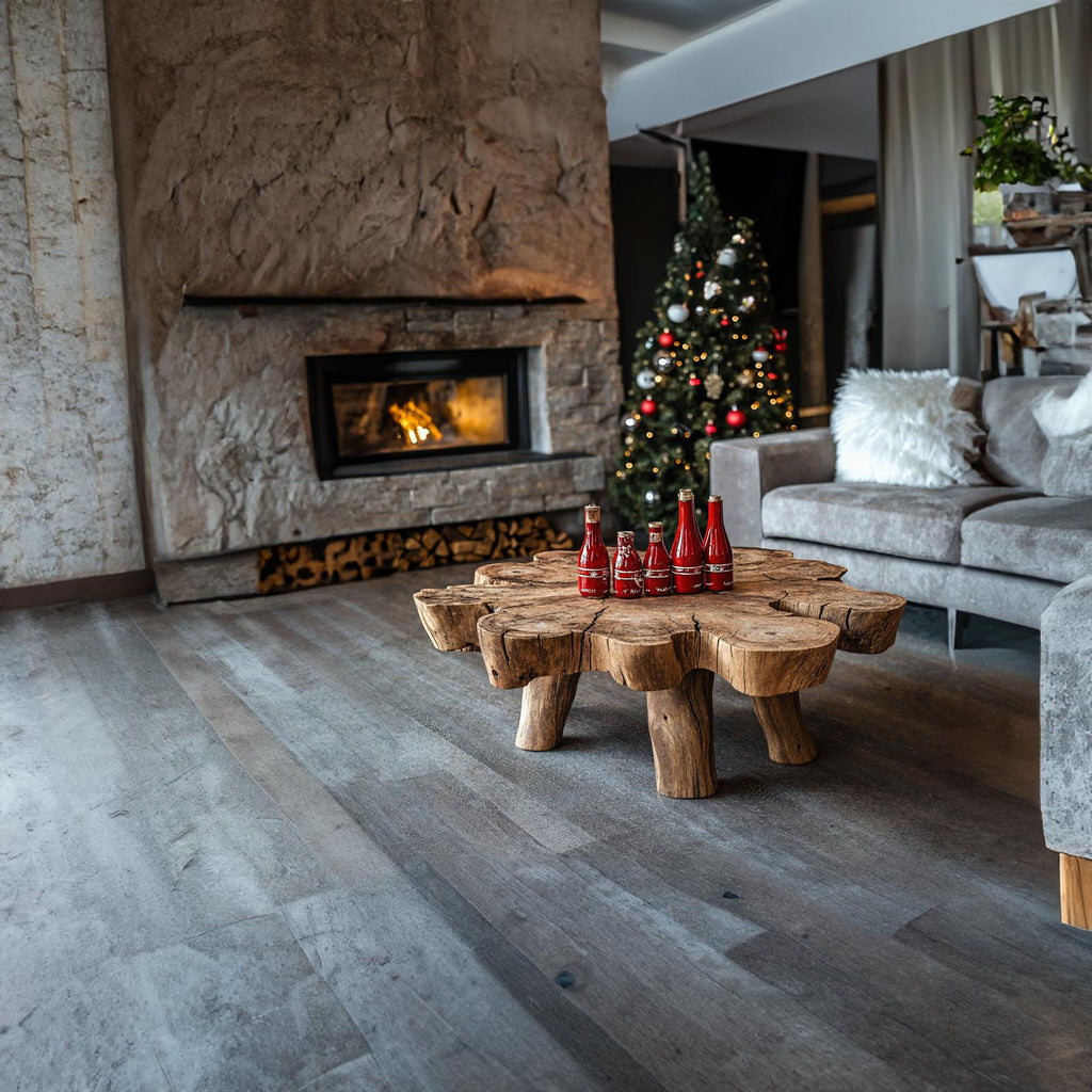 Spry Interior Reclaimed Wood Coffee Table, Handcrafted Solid Wood Live Edge Center Table for Christmas Holiday Decor, SILDTCFC002