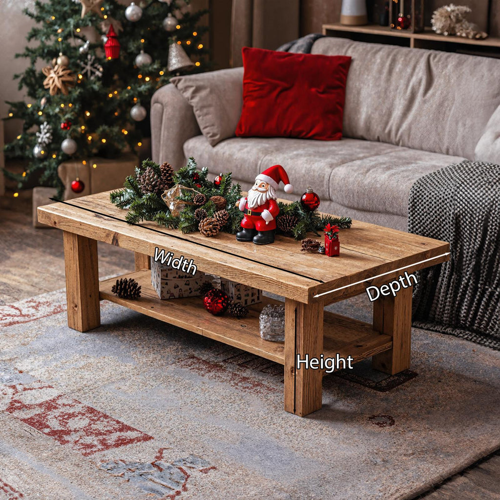 Natural Wood Coffee Table Farmhouse Decor SILDTCFC016