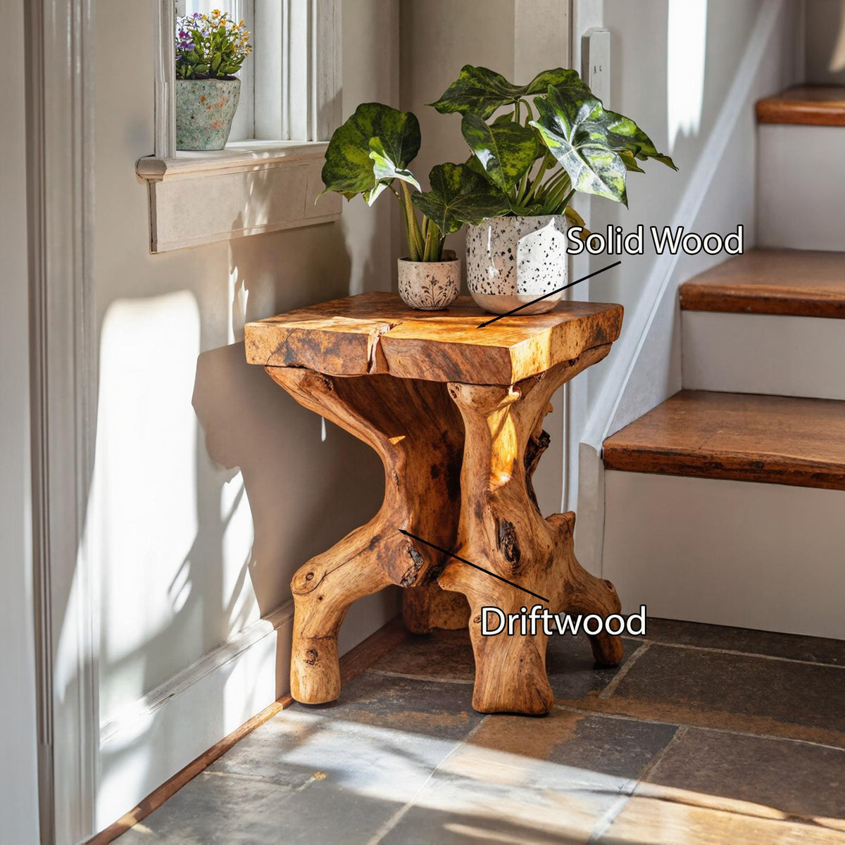 Farmhouse Wood End Table Live Edge End Table