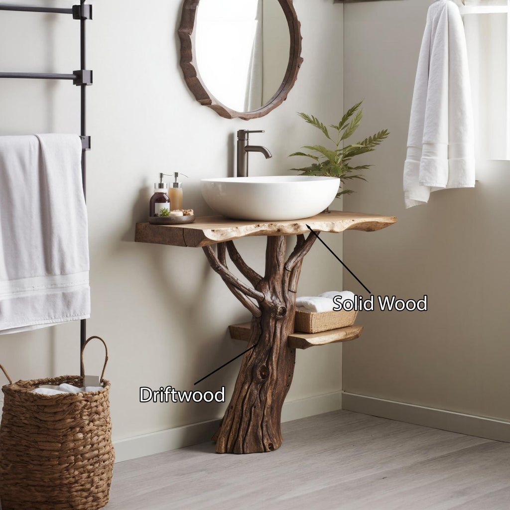 Handcrafted Wooden Vanity Bathroom SILDTBRV021